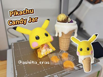 Pikachu Ice Cream Candy Jar Twist Open