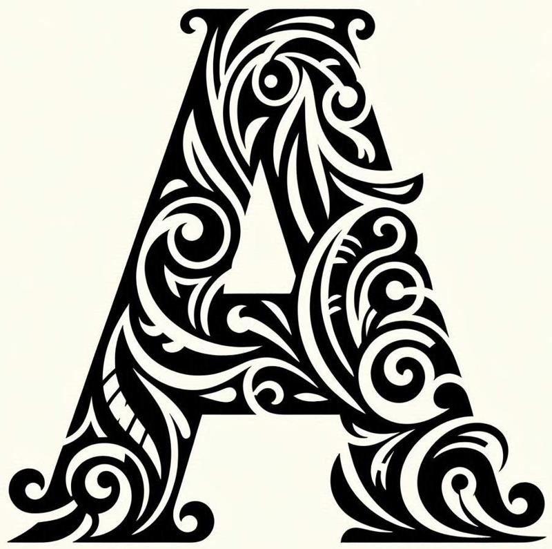 Frottage creation: letter A (version 5)