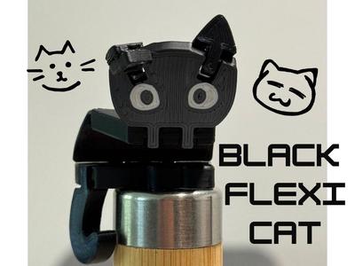 Cute Little Small Flexi Black Cat Keychain