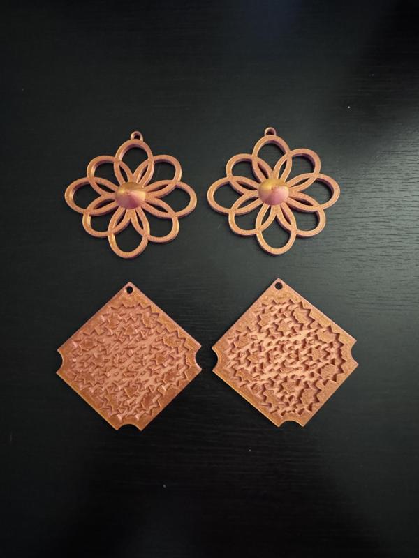 Flower - Gear Pattern Earring Set