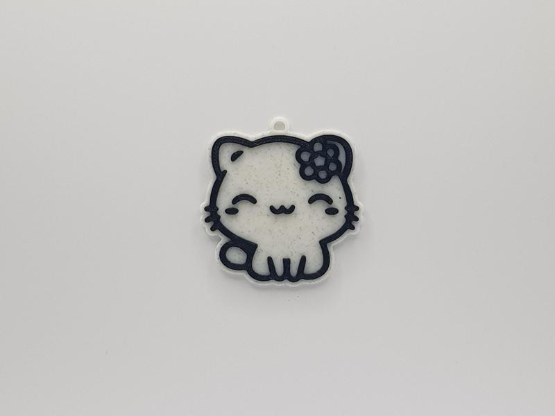 Cute Cat with Flower Keychain
