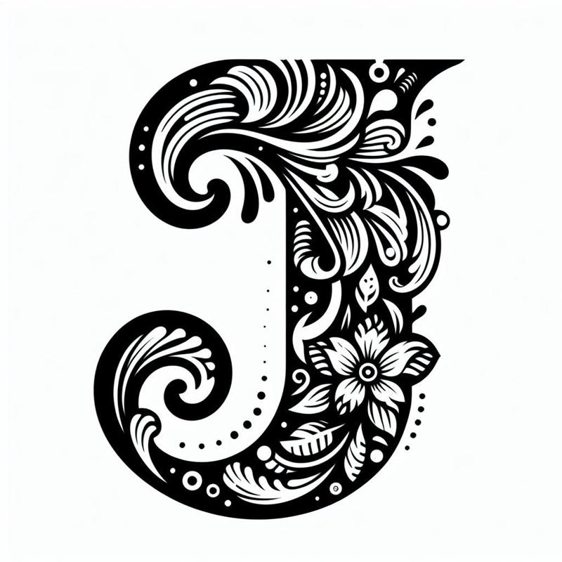 Frottage creation: letter J (version 2)