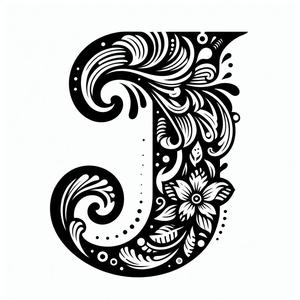 Frottage creation: letter J (version 2)