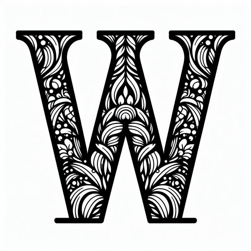 Frottage creation: letter W (version 5)