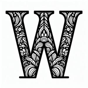 Frottage creation: letter W (version 5)