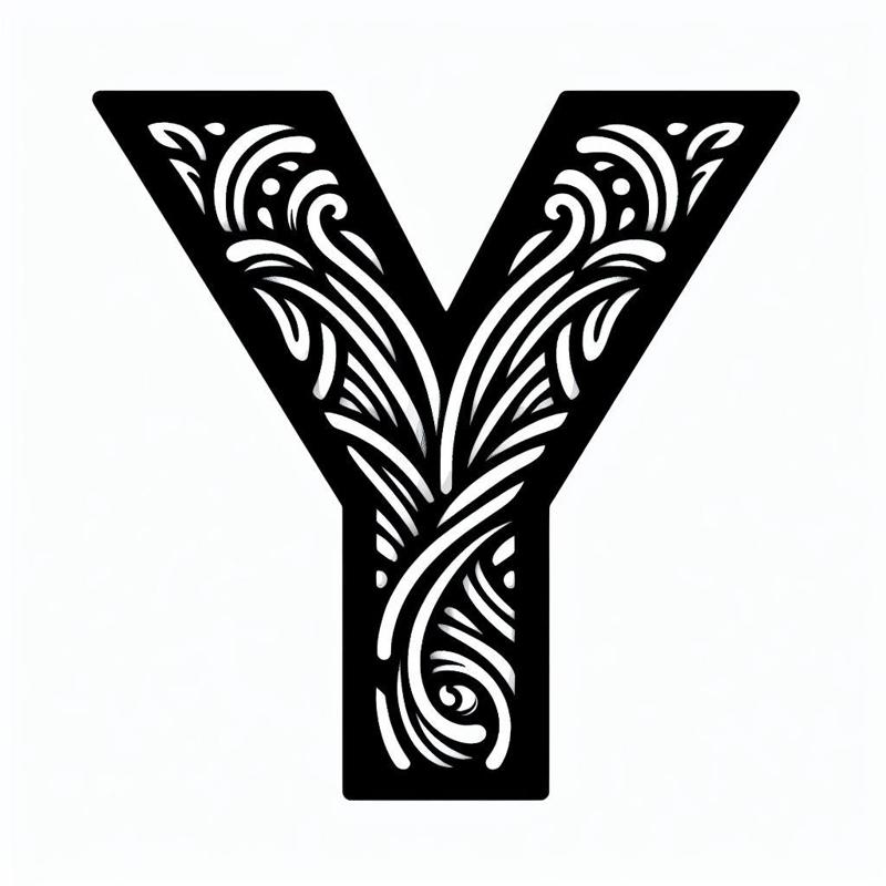 Frottage creation: letter Y (version 4)