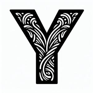 Frottage creation: letter Y (version 4)