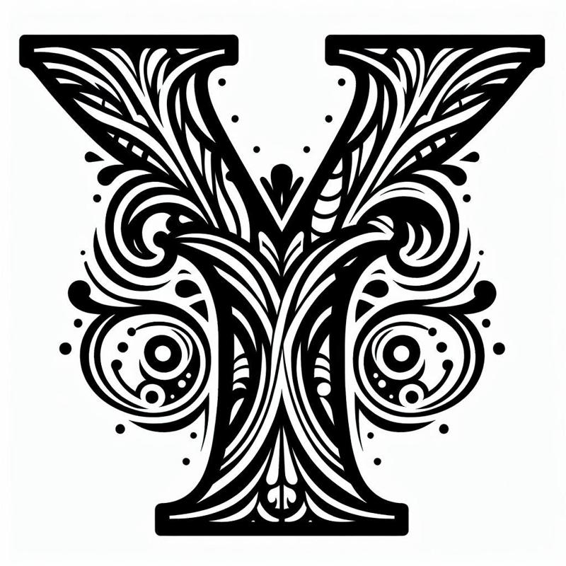 Frottage creation: letter Y (version 7)