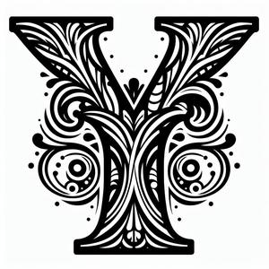 Frottage creation: letter Y (version 7)