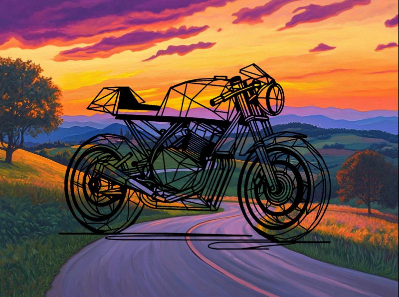 Geometric Cafe Racer motorcycle - model 1