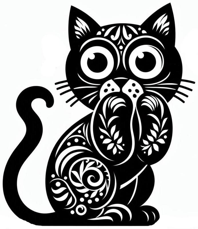 Cat with big eyes (three colours)