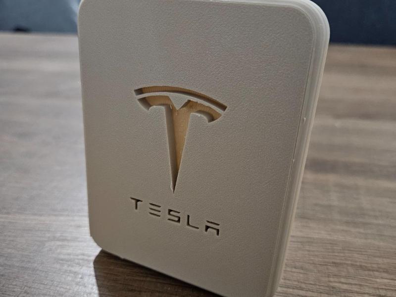 Tesla badge with stand