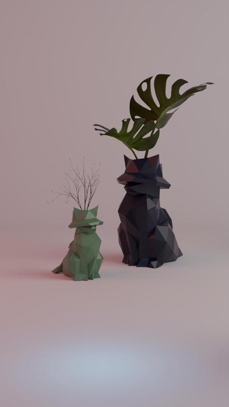 Cat with a hat vase