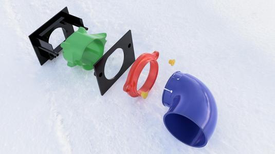 QIDI Q1 Pro Exhaust Duct and Fume Extraction Port With 90 Degree 3" Swivel Elbow