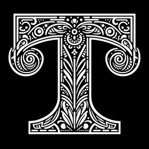 Frottage creation: letter T (version 2)