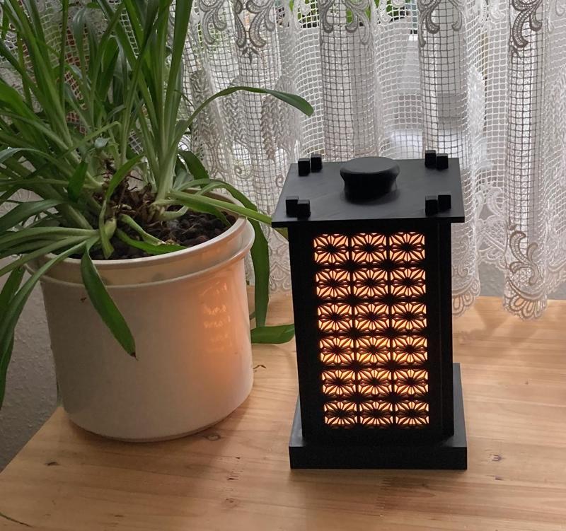 Lamp #43 - Kumiko Hemp Leaf Shoji Lamp