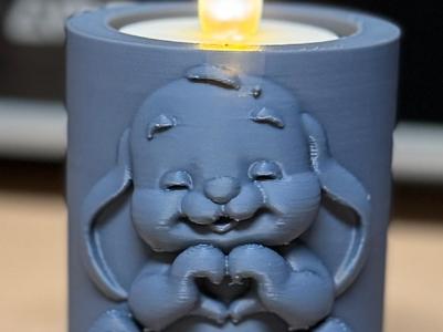 Cute Bunny with Heart Hands - Candle