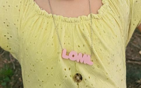 Love of My Life necklace pendant bead - LOML, jewelry, charm, bubble letters, quick print