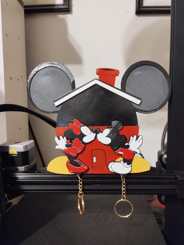 Mickey and Minnie keychain holder