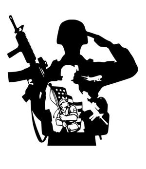 Memorial Day Soldier with Gun and American Flag Wall Art