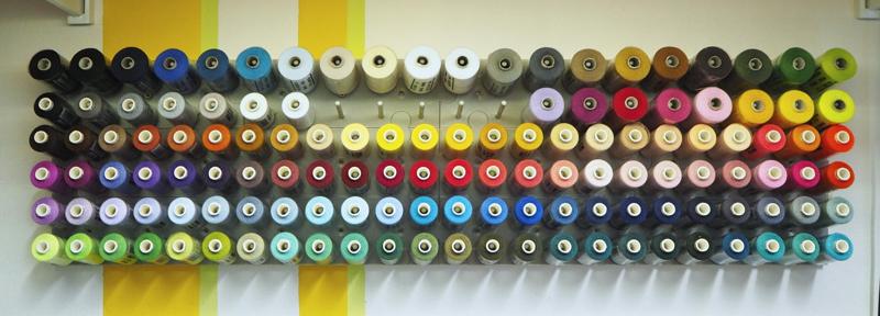 Sectional hanging system on tailor's thread.