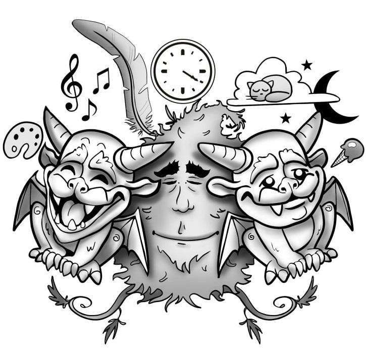 Bud with two gargoyles (low and high profile)