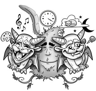 Bud with two gargoyles (low and high profile)