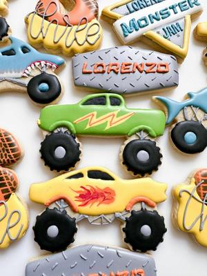 Monster Truck Jam Cookie Cutter Set - SHARP cutting edges! Shark, Logo, Truck, Car