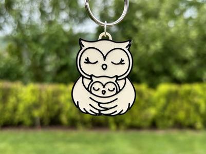 Mommy owl with baby owl keychain (Mother's Day gift)