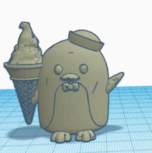 Tuxedo sam holding a icecream