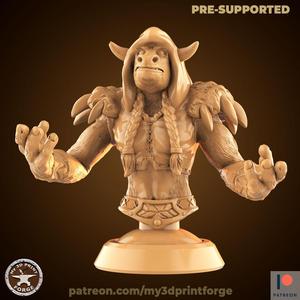 BUST Minotaur Female Druid Meditating