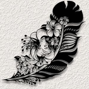 feather wall art flowers wall decor Native American decoration southwestern decor
