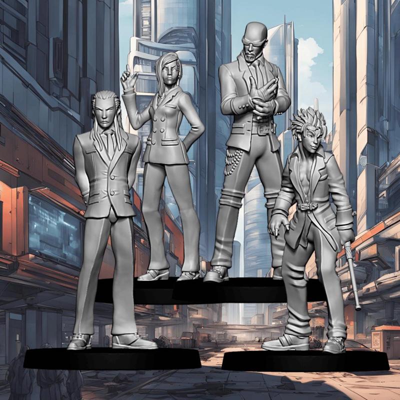 Corporate Mafia - The Terks (40mm scale JRPG Miniatures)