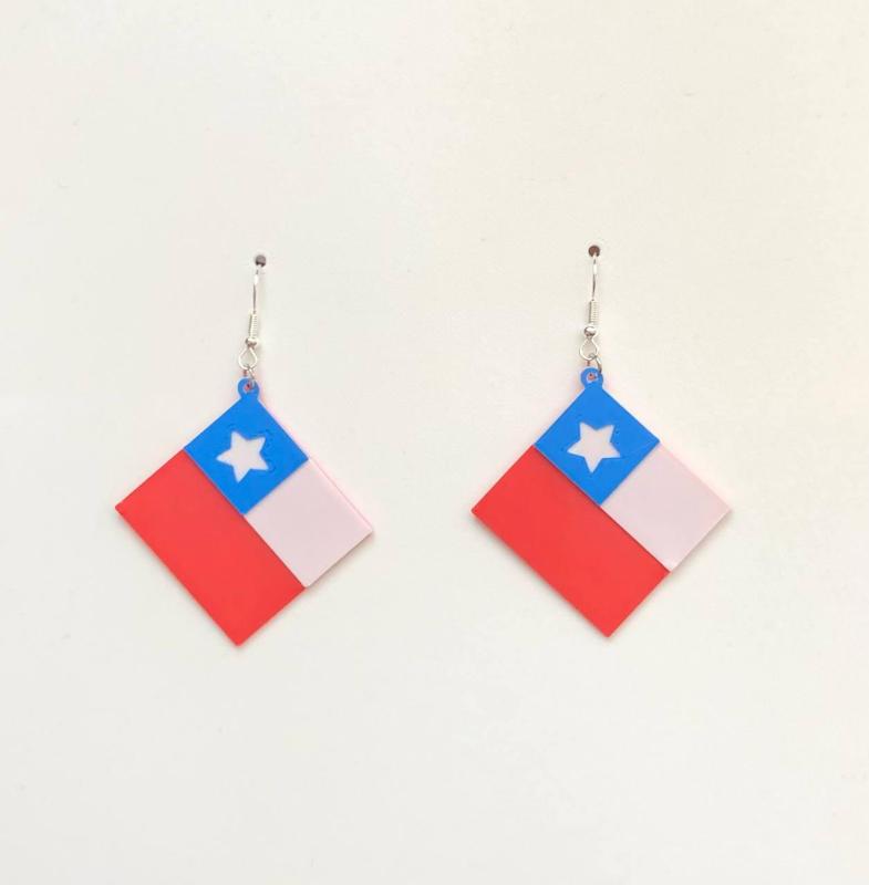 Earring chilean flag bandera chilena aros colgantes