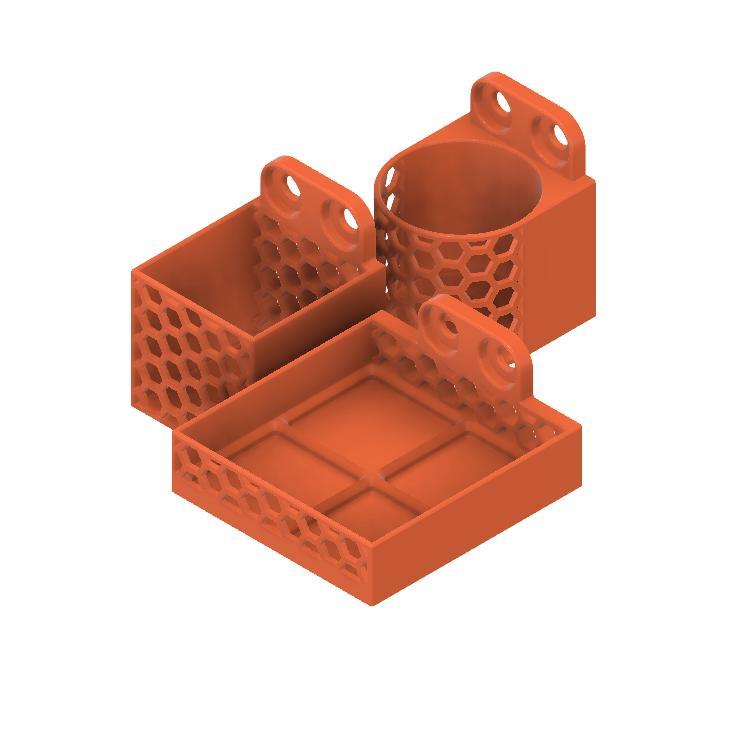 Multiboard Parametric Box, Cylinder, Gridfinity Shelf with Honeycomb Pattern
