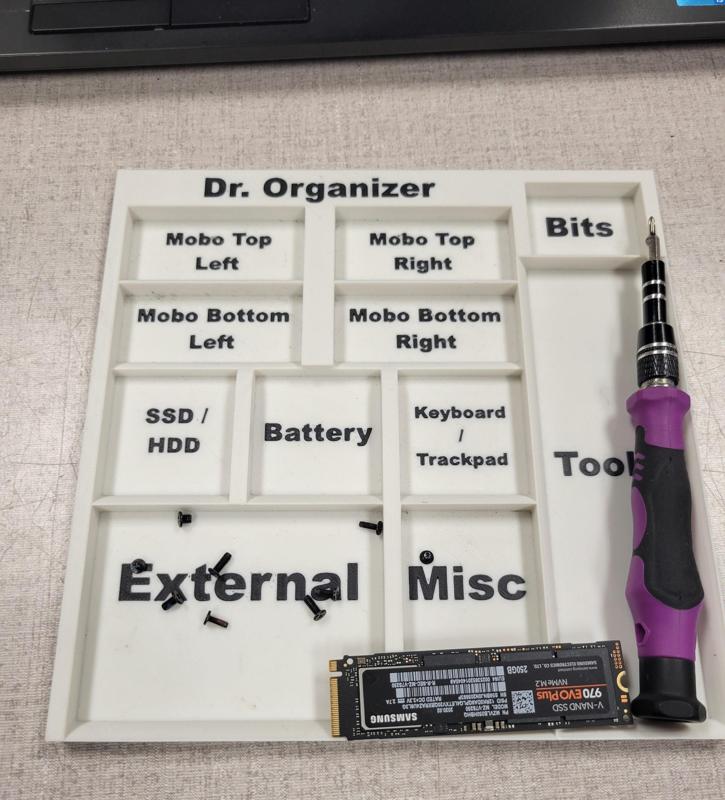 Dr. Organizer - A parts tray and computer repair organizer - Versions without text available!