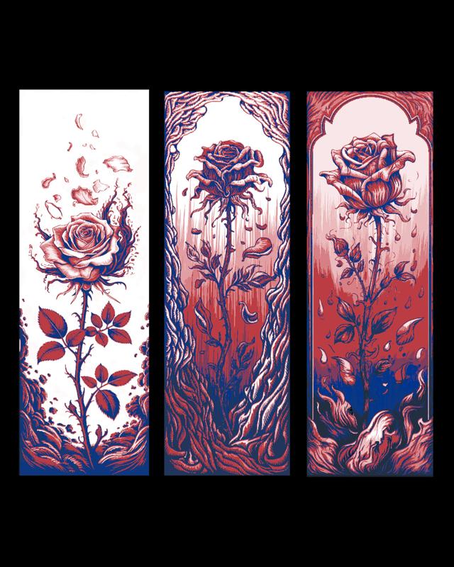 Valentine's Day is for all ages - The weathered Rose still shares Beauty - Set of  Bookmarks