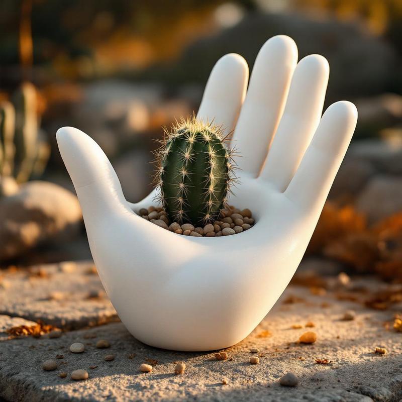Flower pot in the shape of a hand 02