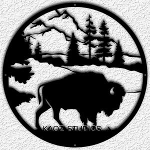 buffalo wall art bison wall decor wildlife scenery decoration