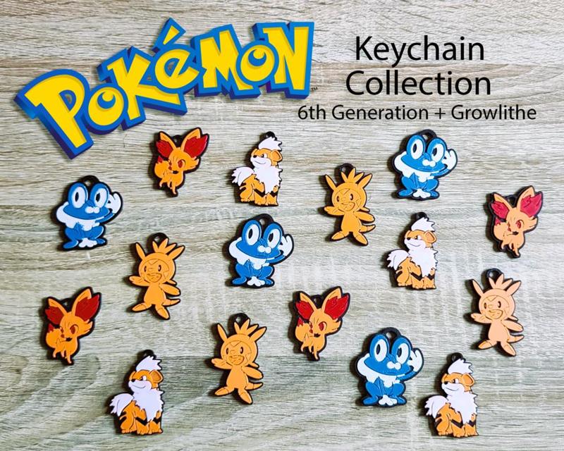 Pokemon Keychain Collection - 6th Gen Starters &amp; Growlithe