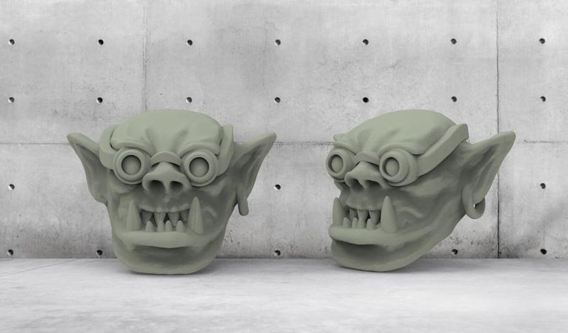 Space Orc Head with Goggles - 28mm RTB13