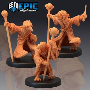 Birdfolk Wizard Set / Bird Sorcerer / Raven Folk Magician / Hooded Tengu Collection