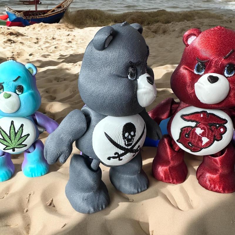 Pirate Care Bear, Articulated, Print in Place, Flexi, Flexible, Cartoon, Old, Kids, 80's