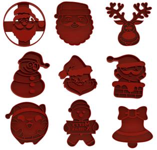 9 different designs christmas cookie cutters bundle