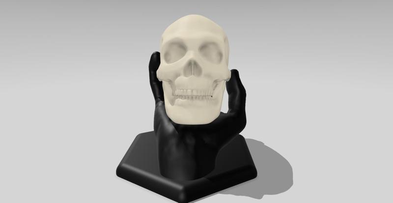 Eternal Embrace: The Hand and Skull Duo