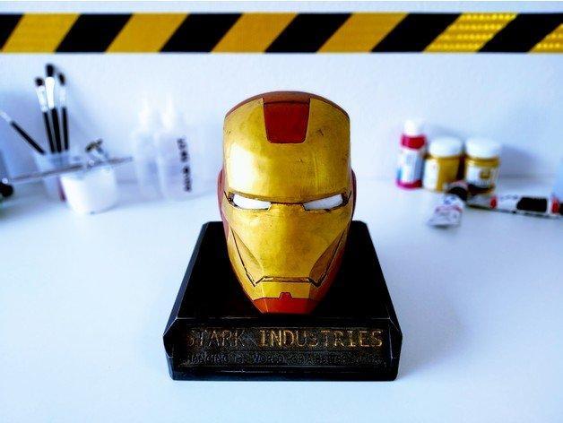 Weathered Ironman bust with base