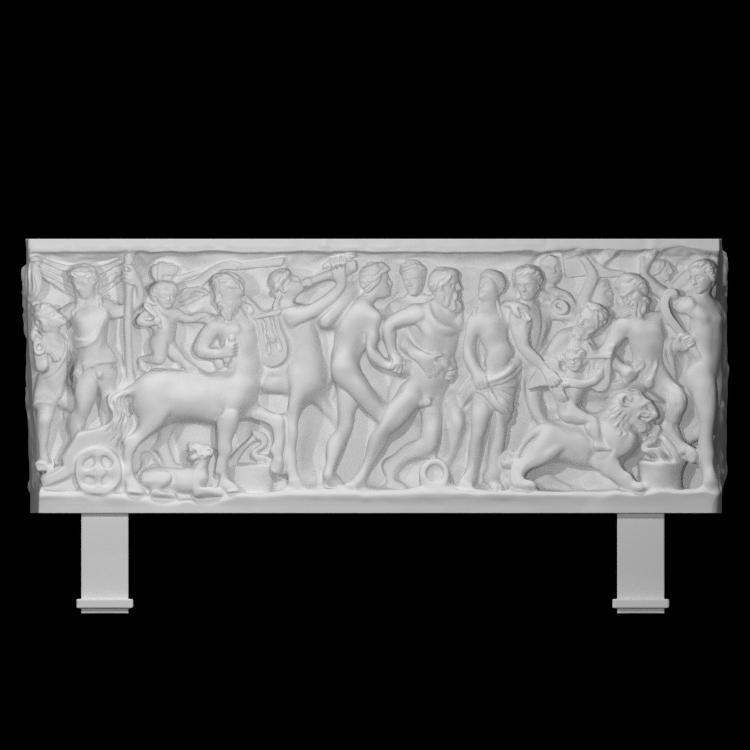 Sarcophagus with depiction of a drunken Hercules joining Dionysus in procession