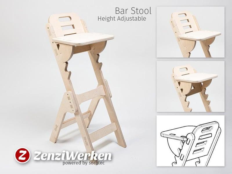 Height Adjustable Bar Stool cnc