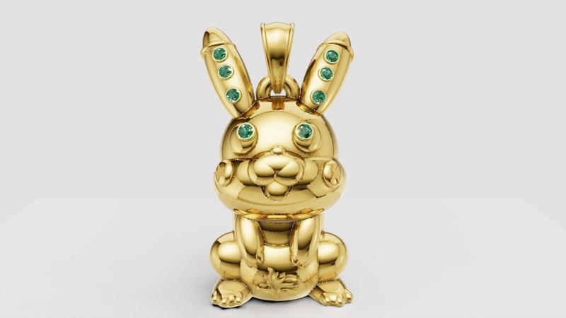 robot bunny pendant 3D printable model