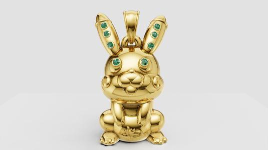 robot bunny pendant 3D printable model